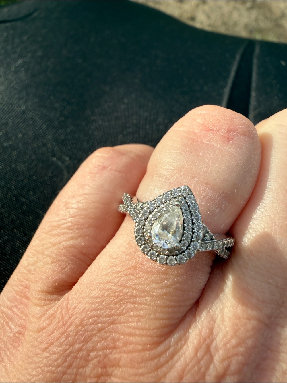 Kay Jewelers Silver Pear-Shaped Double Halo Ring - White